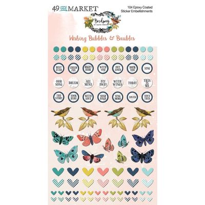 49 &amp; Market - Birdsong Collection - Wishing Bubbles &amp; Baubles - BSK-29277 - 104 pcs