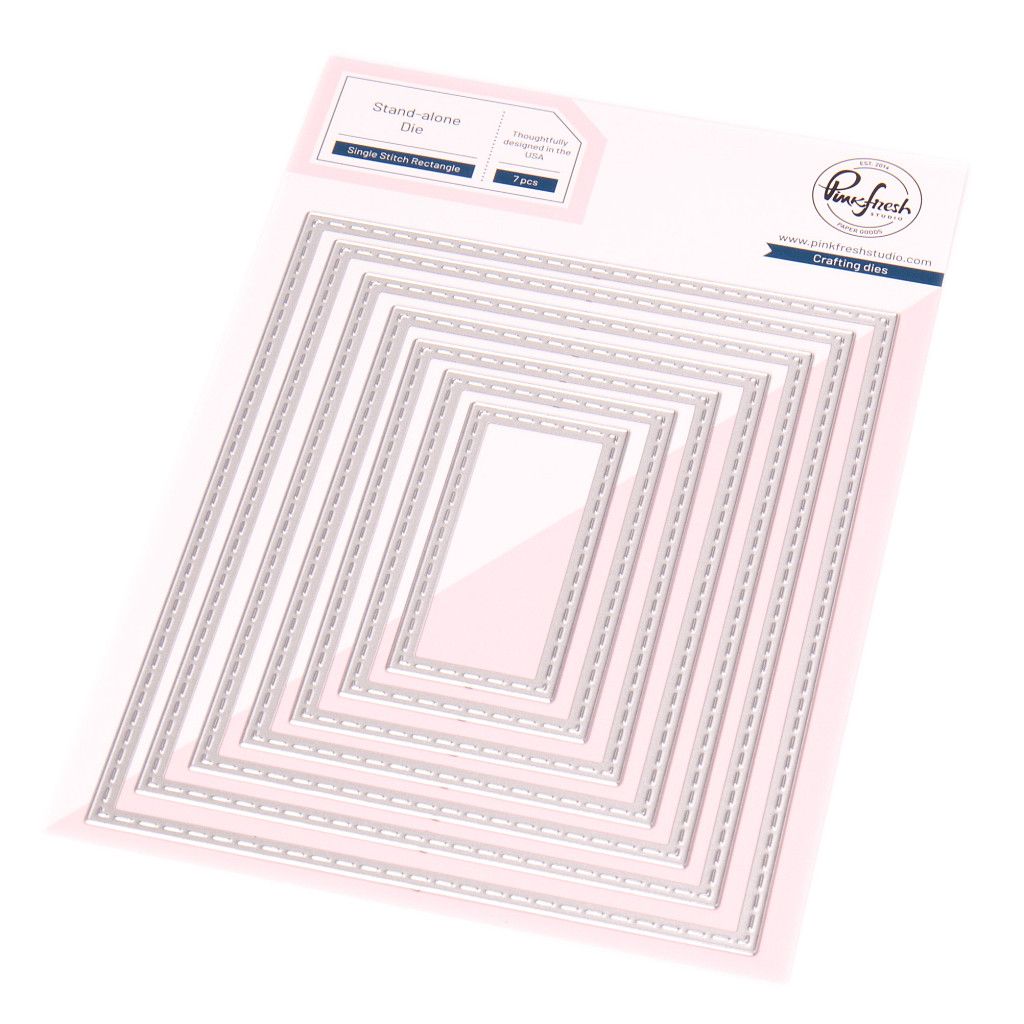 PinkFresh Studio - Sunshine &amp; Smiles Collection -  Essentials - Nested Die Set - Single Stitched Rectangle - PF185ES - 7 pcs
