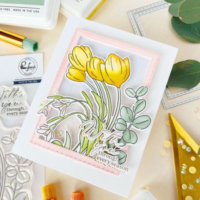 PinkFresh Studio - Sunshine &amp; Smiles Collection -  Essentials - Nested Die Set - Single Stitched Rectangle - PF185ES - 7 pcs