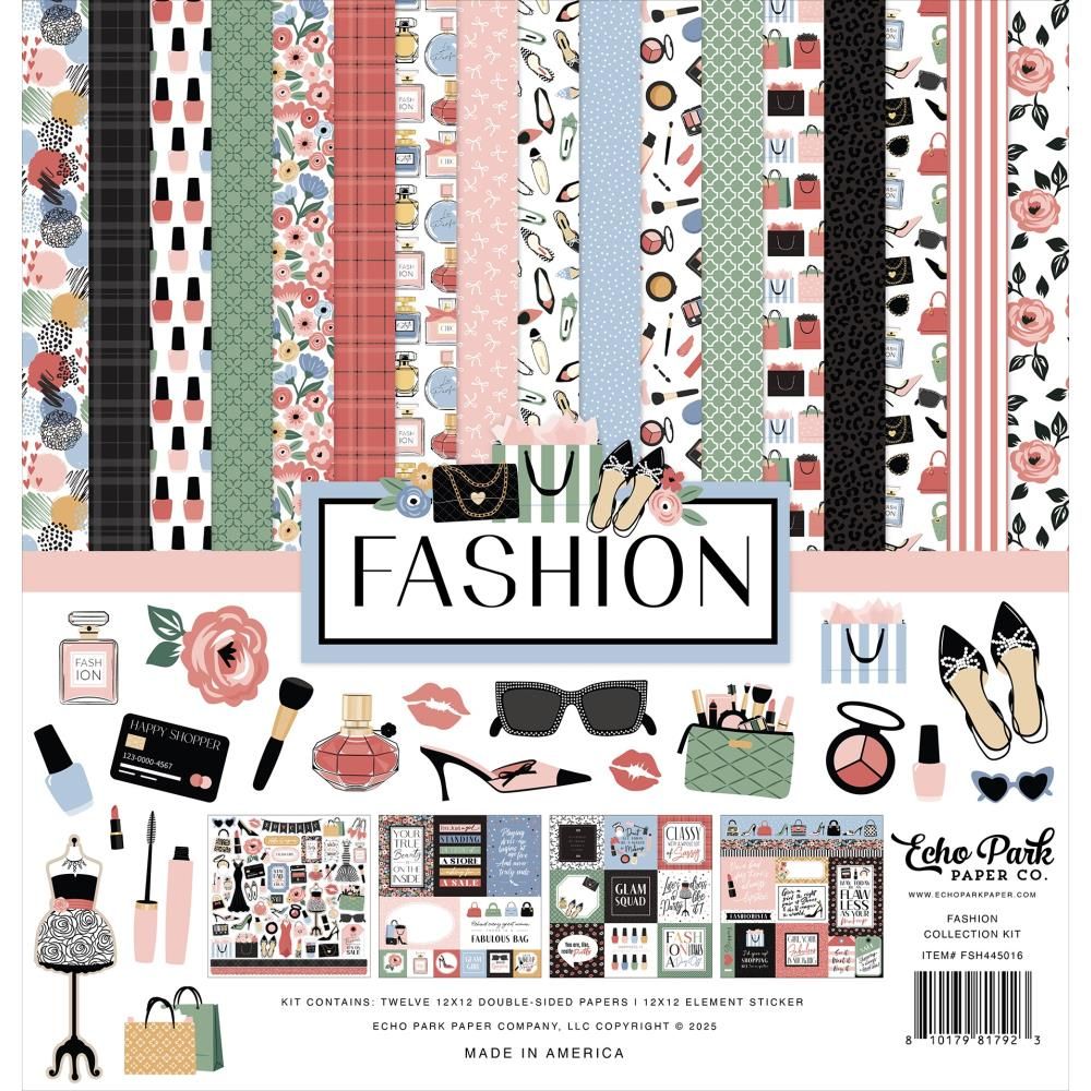 Echo Park Paper Co - Fashion Collection - 12 x 12 Paper Pack - FSH445016 - 12 sheets plus stickers