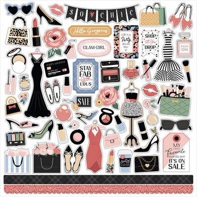 Echo Park Paper Co - Fashion Collection - 12 x 12 Paper Pack - FSH445016 - 12 sheets plus stickers