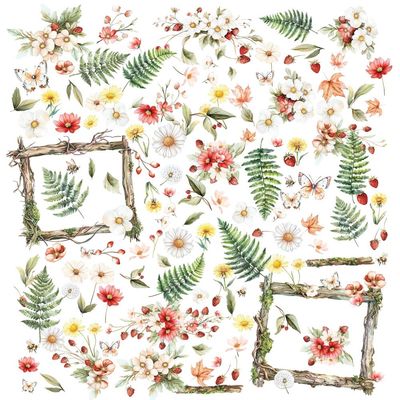 49 &amp; Market - Nature&#39;s Haven Collection - Laser Die Cuts - Wildflowers - 6&quot; x 12&quot; - JNH33182 - 4 Sheets - 149 pcs