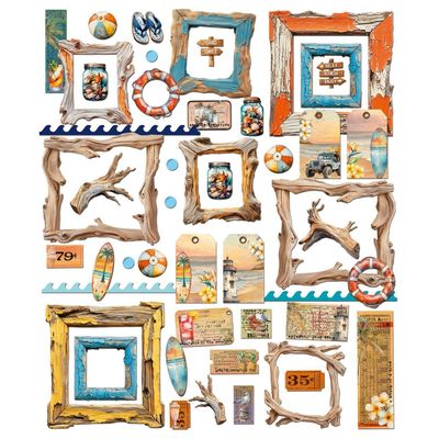 49 &amp; Market - Beach Vibes Collection - Elements - Die Cuts - DVB32178 - 48 Pcs