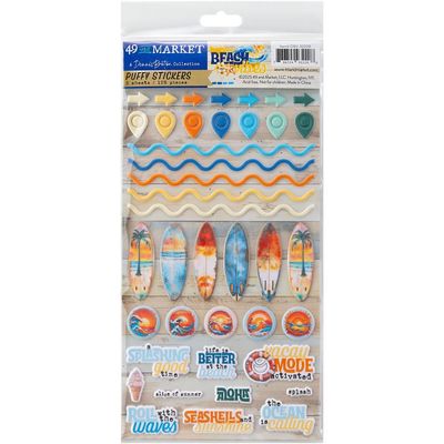 49 &amp; Market - Beach Vibes Collection - Puffy Stickers - 6&quot; x 12&quot; - DVB32208- 125 pcs