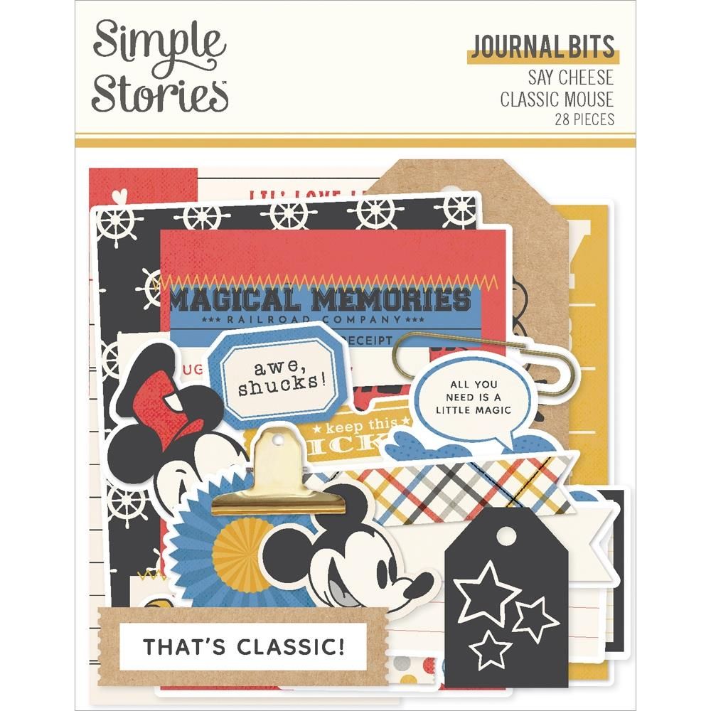 Simple Stories - Say Cheese Classic Mouse Collection - Bits &amp; Pieces - Journal Bits - 23419 - 28 pcs