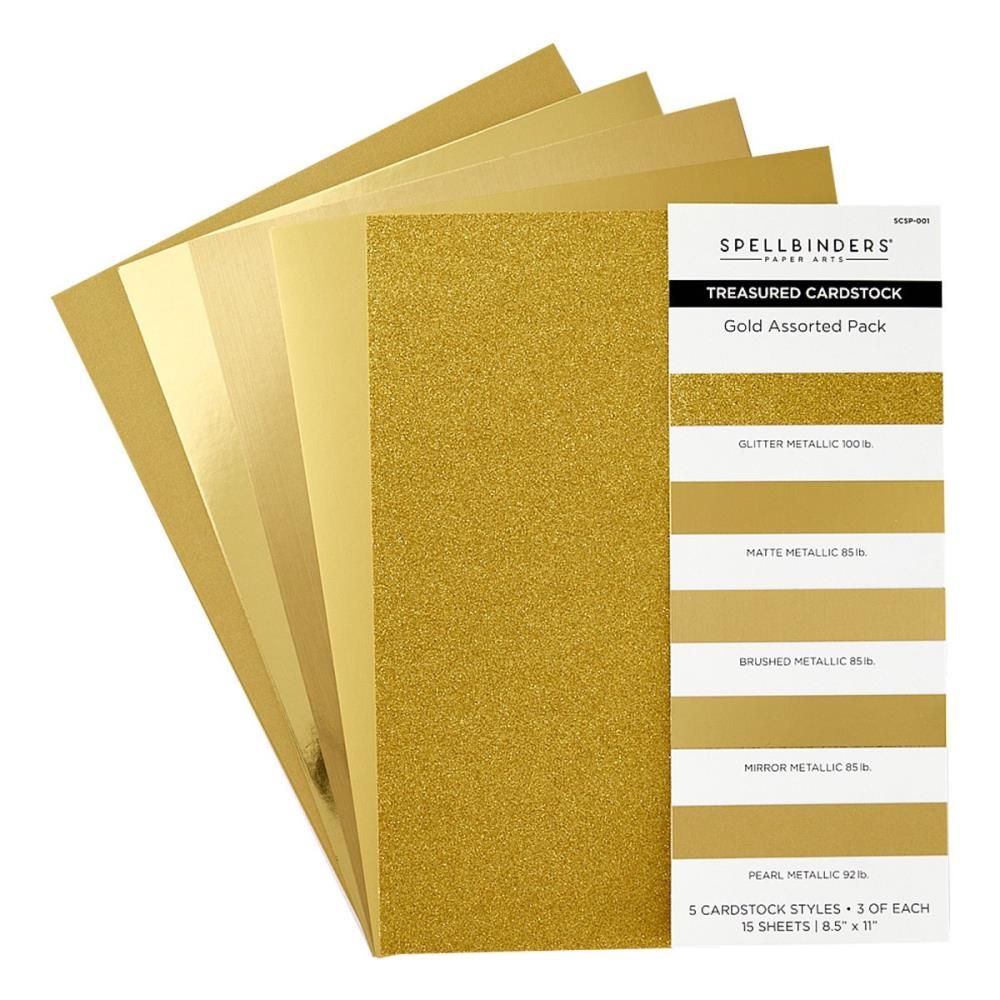 Spellbinders Paper Arts - Treasured cardstock - Gold - A4 (8.5&quot;x 11&quot;) - SCS001 - 15 sheets