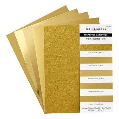 Spellbinders Paper Arts - Treasured cardstock - Gold - A4 (8.5&quot;x 11&quot;) - SCS001 - 15 sheets