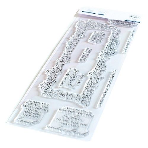 PinkFresh Studio - Slimline Bundle - Incredibly Grateful - Clear Stamp , Die &amp; Stencil - 9&quot; x 4&quot; - PFCS3420, PFCC3420 &amp; PFSST3420 - 14pcs