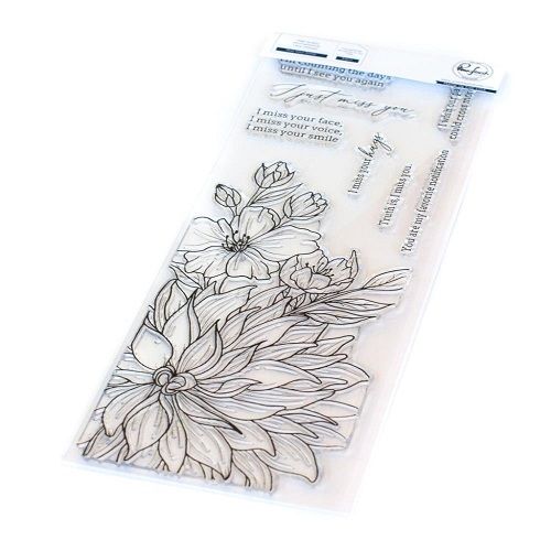 PinkFresh Studio - Stamp &amp; Stencil Bundle - Slimline - Miss Your Smile - 4&quot; x 9&quot; - 112521 &amp; 112421 - 13 Pcs