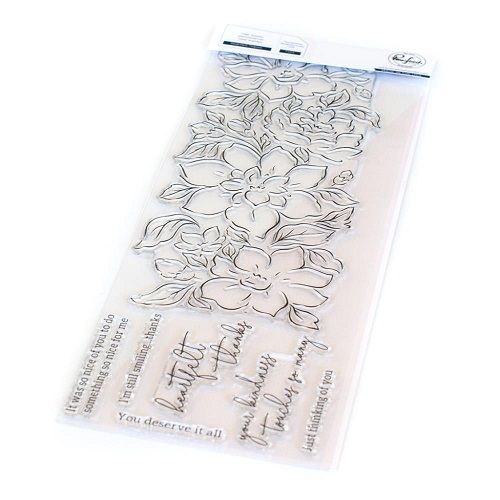 PinkFresh Studio - Heartfelt Thanks -Stamp &amp; Stencil Bundle - Slimline 4&quot; x 9&quot; - 112721 &amp; 112621 - 12 Pcs