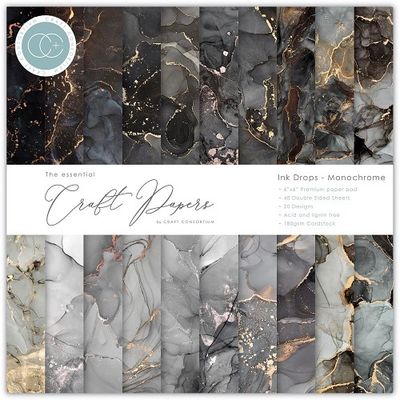 Craft Consortium - 6&quot; x 6&quot; - Ink Drops - Monochromatic - Scrap Pad - CCPAD021B - 40 Sheets
