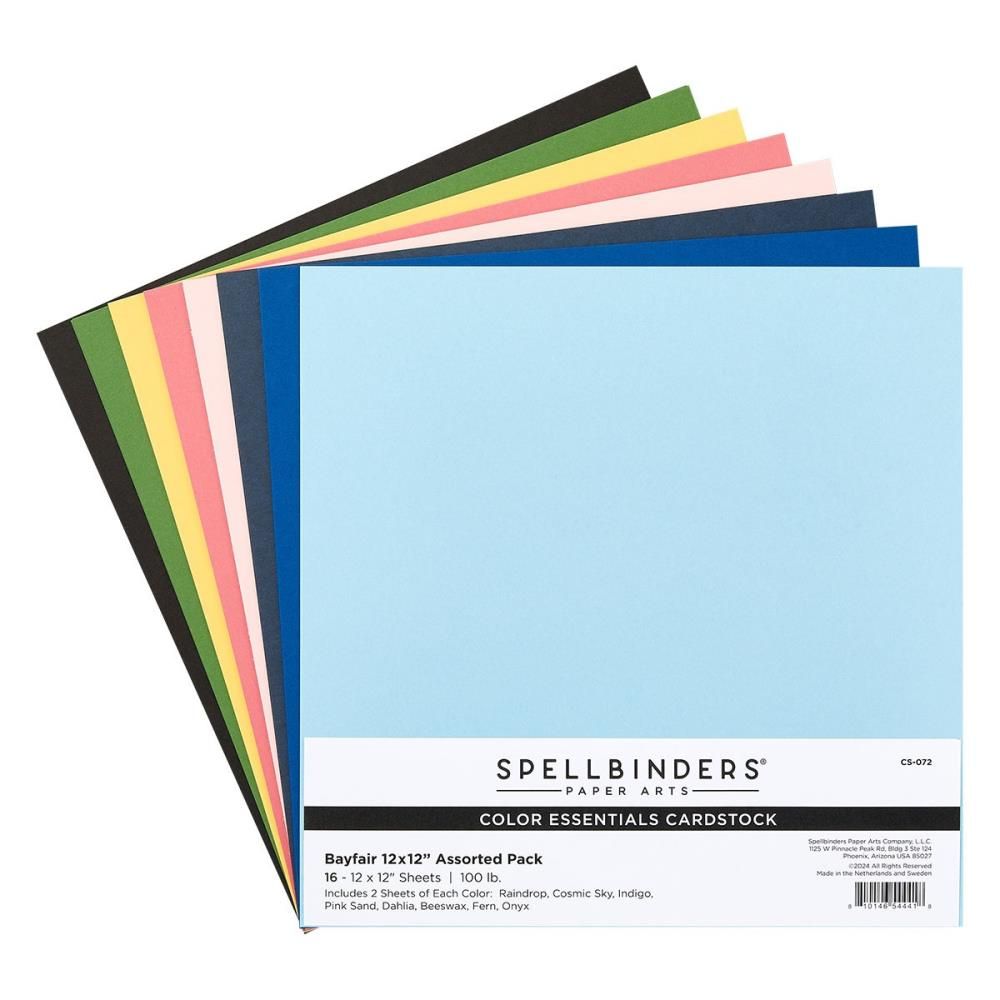 Spellbinders Paper Arts - Smooth Cardstock Packs - Bayfair - 12 x 12 - 16 Sheets - CS-072
