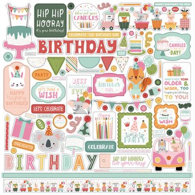 Echo Park Paper Co - A Birthday Wish Girl - 12 x 12 Paper Pack - BWG296016 - 12 Sheets Plus Stickers