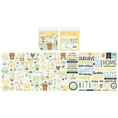 Doodlebug Design Inc - Doodlebug Essentials - Bee Happy Collection - Odds &amp; Ends - Die Cuts - 8842 - 173pcs