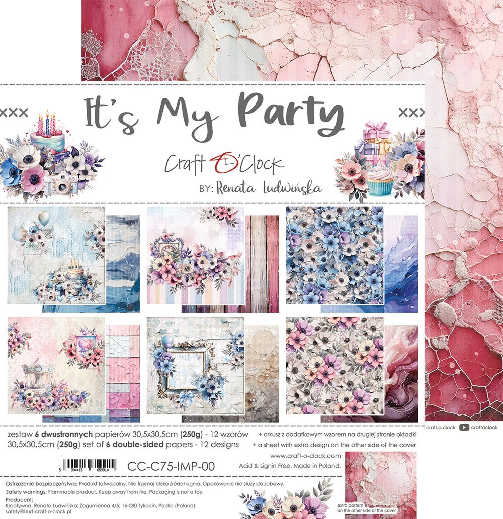Craft O Clock - Its My Party - 12 x 12 Paper Pack - 6 pages