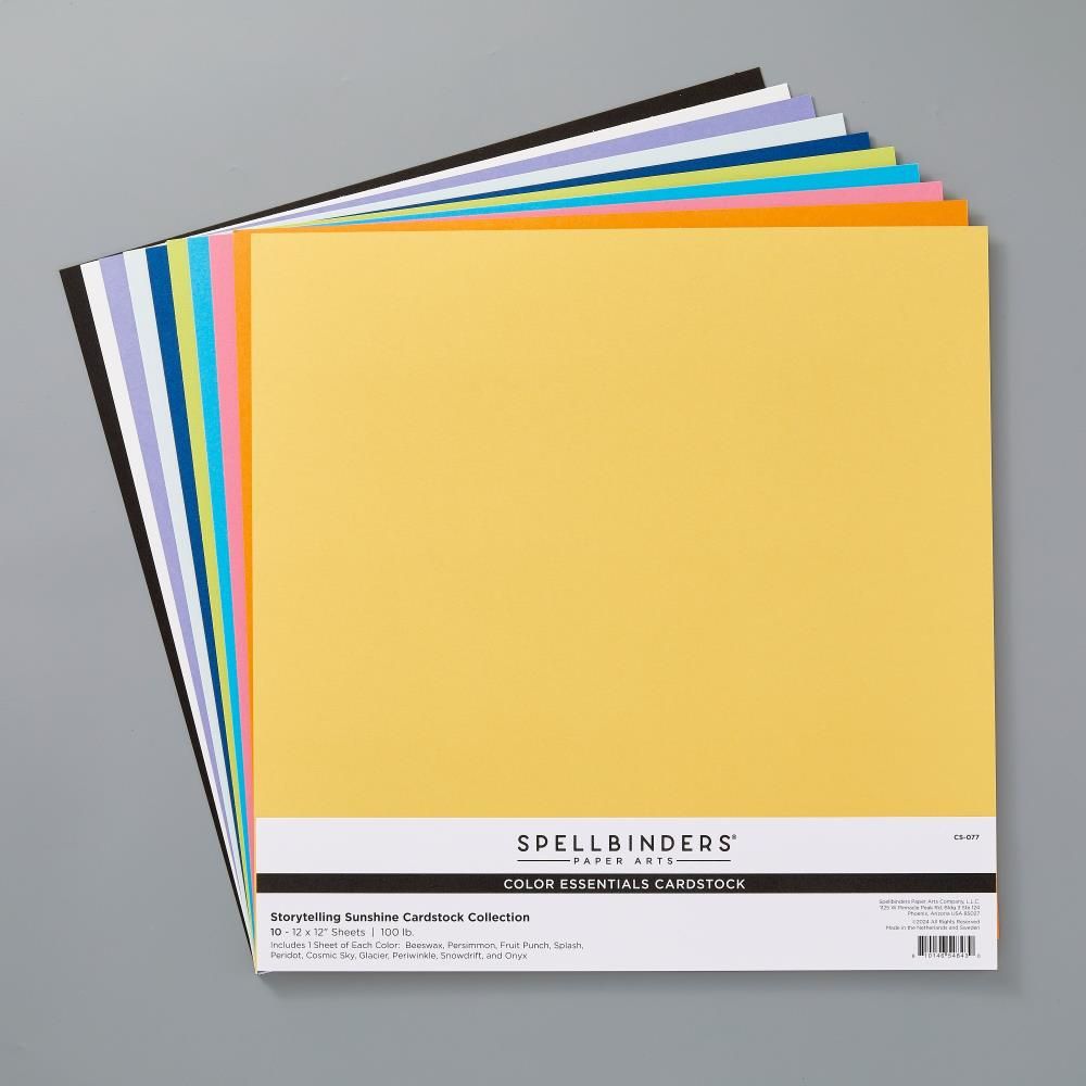 Spellbinders Paper Arts - Smooth Cardstock Packs - Storytelling Sunshine - 12 x 12 - 10 Sheets - CS-077