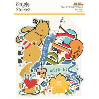 Simple Stories - Say Cheese Classic Pooh Birthday Collection - Die Cuts - Big Bits - 24809 - 20 pcs
