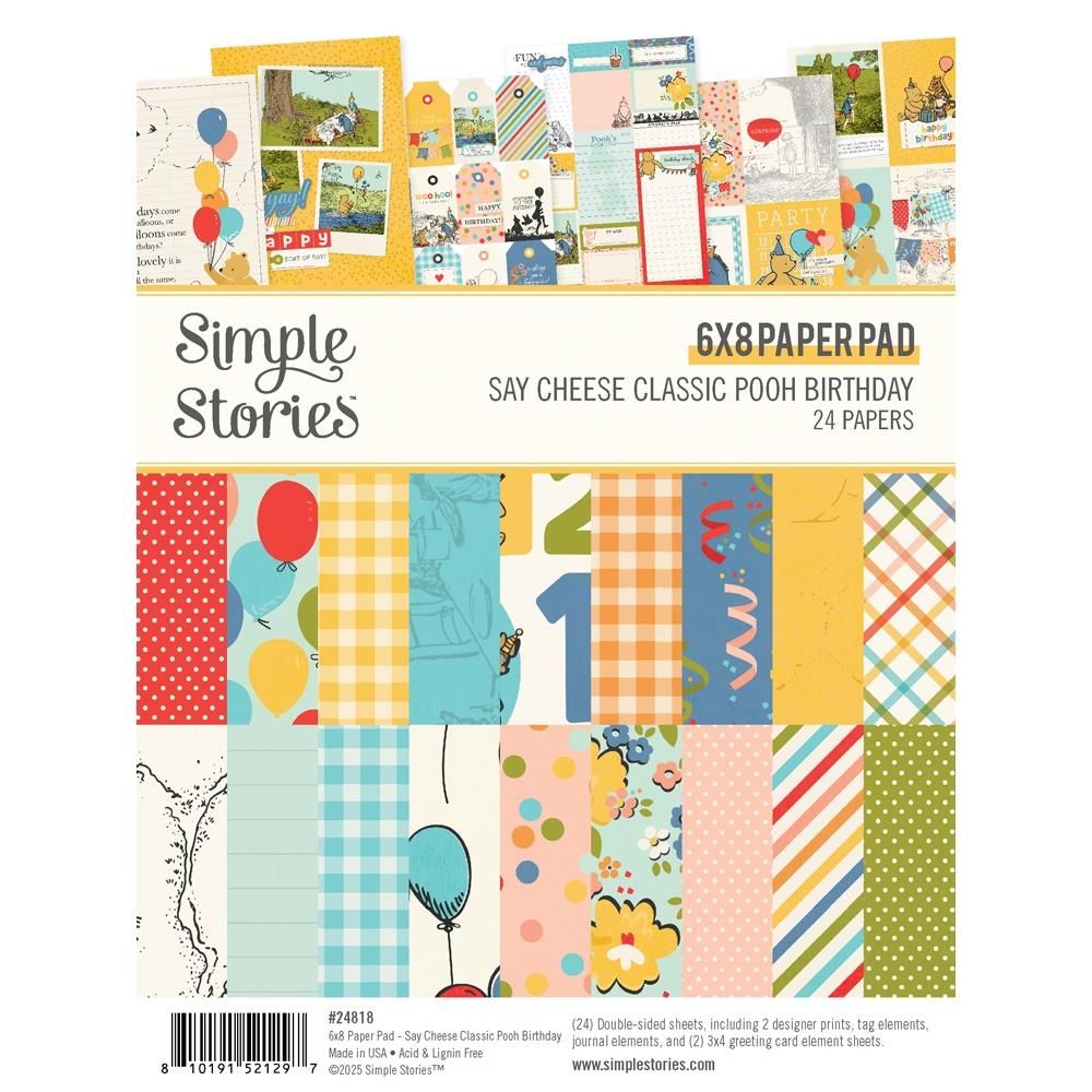 Simple Stories - Say Cheese Classic Pooh Birthday Collection - 6&quot; x 8&quot; - Paper Pad - 24818 - 24 Sheets