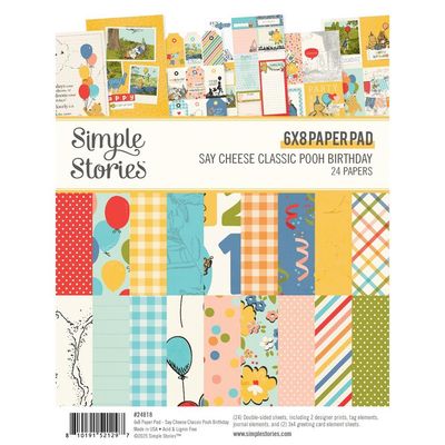 Simple Stories - Say Cheese Classic Pooh Birthday Collection - 6&quot; x 8&quot; - Paper Pad - 24818 - 24 Sheets