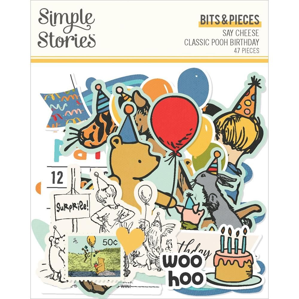 Simple Stories - Say Cheese Pooh Birthday Collection - Bits &amp; Pieces - 24808 - 47 pcs