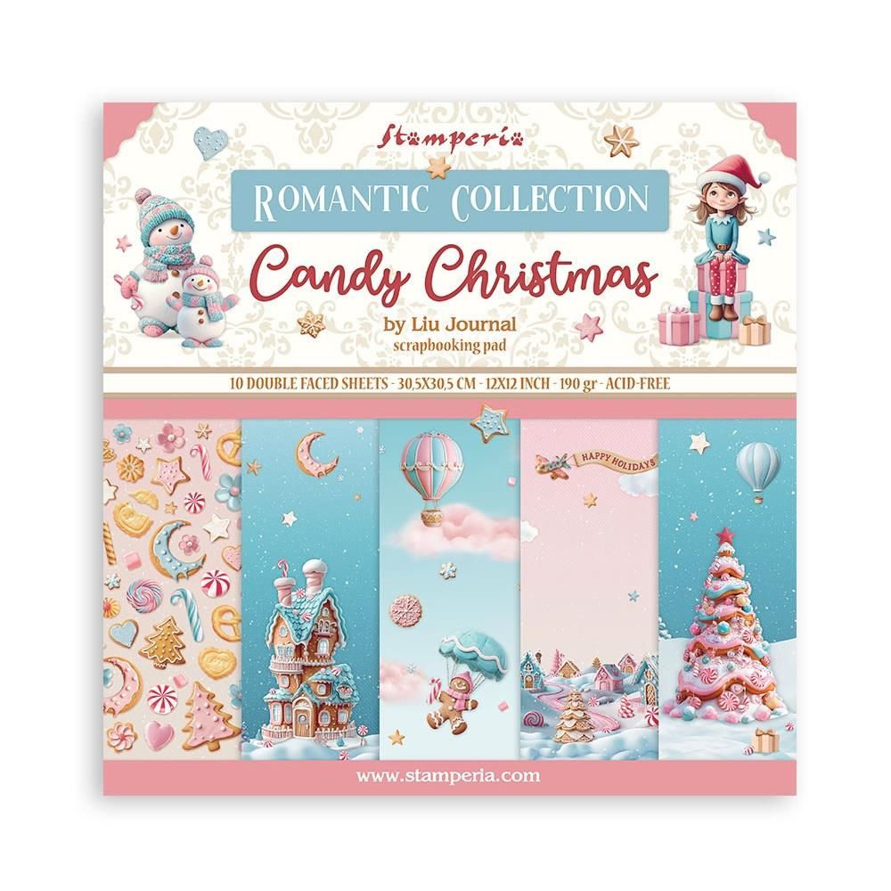 Stamperia - Romantic Series - Candy Christmas Collection - 12 x 12 Paper Pad - SBBL173 - 10 Sheets