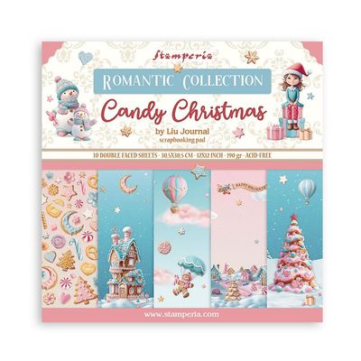 Stamperia - Romantic Series - Candy Christmas Collection - 12 x 12 Paper Pad - SBBL173 - 10 Sheets