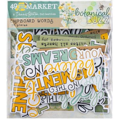 49 &amp; Market - Botanical Buzz Collection - Chipboard Words - DBB32413 -32 pcs