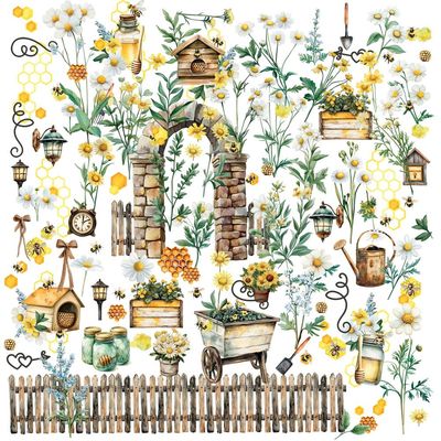 49 &amp; Market - Botanical Buzz Collection - Laser Die Cuts - Elements - 6&quot; x 12&quot; - DBB32390 - 4 Sheets - 117 pcs