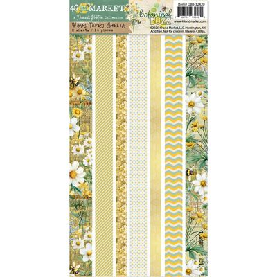 49 &amp; Market - Botanical Buzz Collection - Washi Sheets - 6&quot; x 12&quot; - DBB32420 - 2 Sheets - 14 pcs
