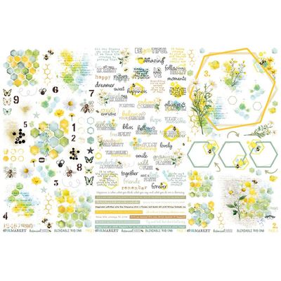 49 &amp; Market -Botanical Buzz Collection - Rub On Transfer - 6&quot; x 12&quot; - JDBB32383 - 3 Sheets