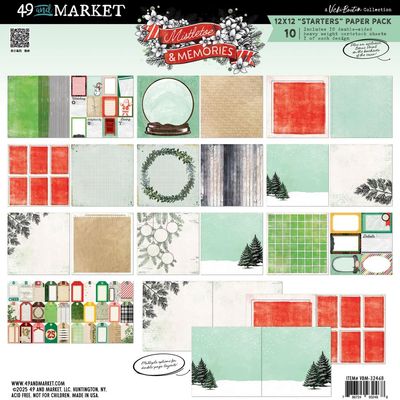 49 &amp; Market - Mistletoe &amp; Memories Collection - 12&quot; x 12&quot; Paper Pack - Starters - VBM32468 - 10 sheets