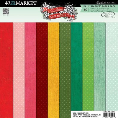 49 &amp; Market - Mistletoe &amp; Memories Collection - 12&quot; x 12&quot; Paper Pack - Staples - VBM32475 - 10 sheets