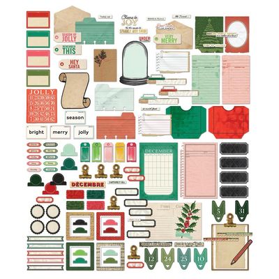 49 &amp; Market - Mistletoe &amp; Memories Collection - Die Cuts - Journaling Bits - VBM32703 - 123 pcs