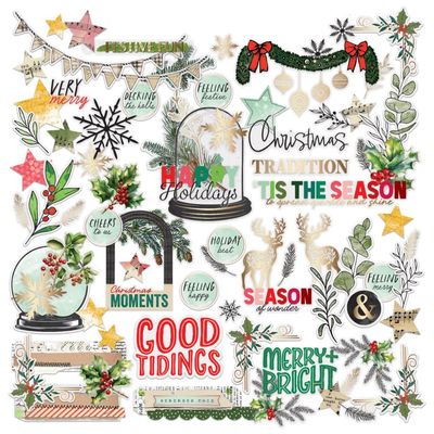 49 &amp; Market - Mistletoe &amp; Memories Collection - Die Cuts - Foiled - VBM32710 - 82 pcs