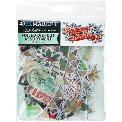 49 &amp; Market - Mistletoe &amp; Memories Collection - Die Cuts - Foiled - VBM32710 - 82 pcs