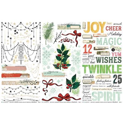 49 &amp; Market - Mistletoe &amp; Memories Collection - Rub Ons - Essentials - 6" x 12" - VBM32659 - 3 Sheets