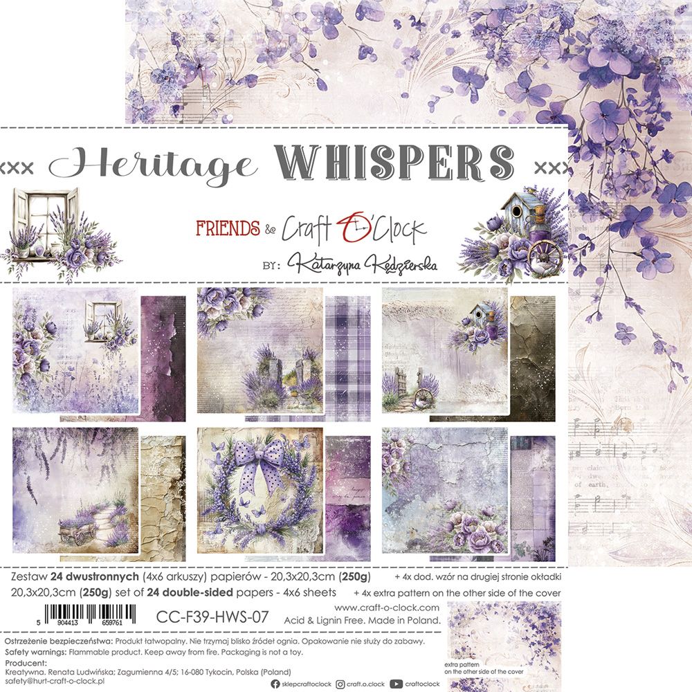 Craft O Clock - Heritage Whispers - 8&quot; X 8&quot; - Paper Pack - CC-F39-HWS-07 - 28 sheets