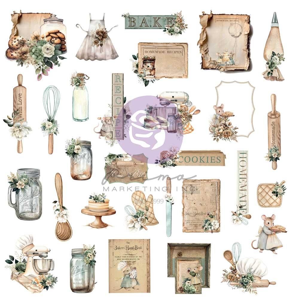 Prima Marketing - Home Baker Collection - Ephemera - The Bakers Box -  672812 - 60 pcs