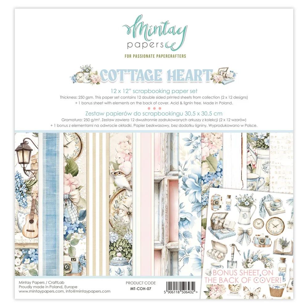 Mintay Papers - Cottage Heart Collection - 12 x 12 Paper Pack - MT-COH-07 - 12 sheets