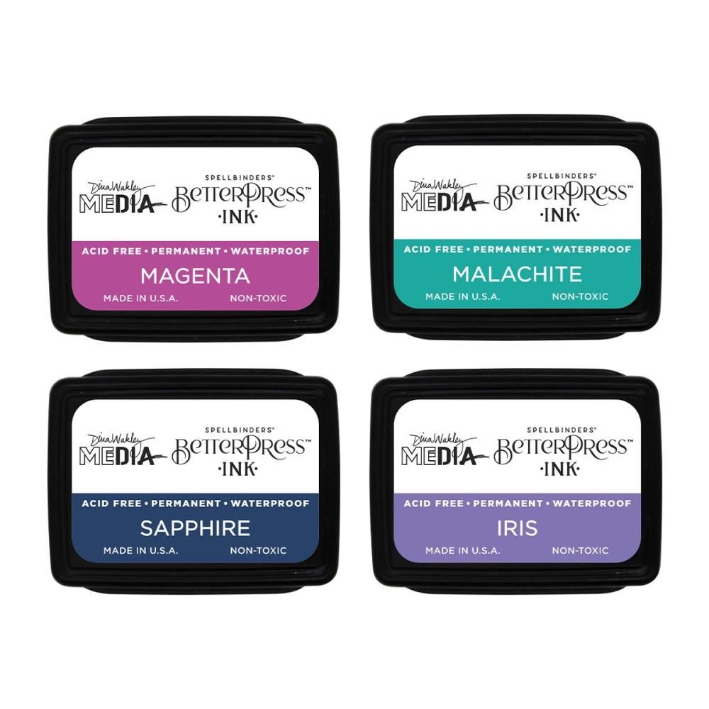 Spellbinders Paper Arts &amp; Dina Wakley - Betterpress - Mini Ink Pad set - Happy - BPI-049