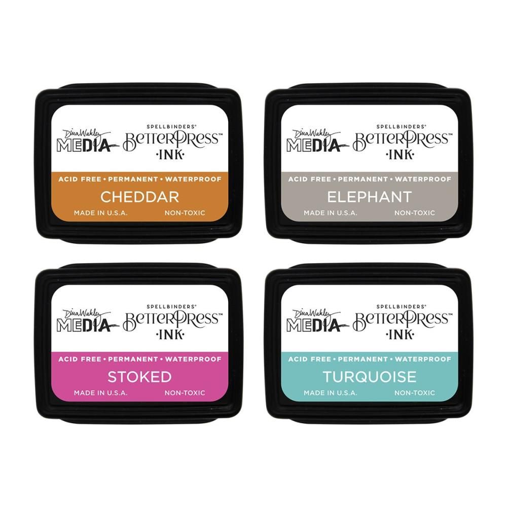 Spellbinders Paper Arts &amp; Dina Wakley - Betterpress - Mini Ink Pad set - Dina&#39;s Faves - BPI-044