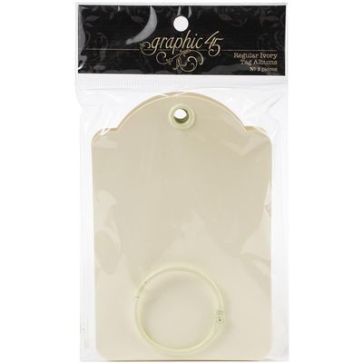 Graphic 45 - Staples - Regular Tags - Ivory - 5.75&quot; x 3.875&quot; - 4501221 - 10pcs (Inc Book Ring)