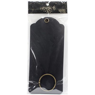 Graphic 45 - Staples - Large Tags - Black - 8.75&quot; x 3.875&quot; - 4500892 - 7pcs (Inc Book Ring)