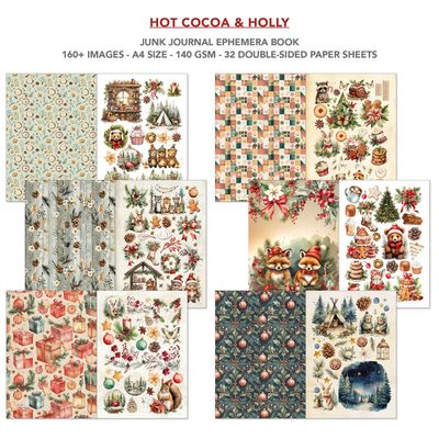 Ciao Bella - Junk Journals - Ephemera Books - Hot Cocoa &amp; Holly - A4 -  CBB015 - 32 pages