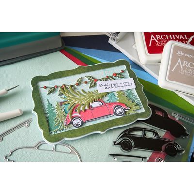 49 &amp; Market &amp; Sizzix - Framelets and Stamp Set - Journey Home  - 667012 - 8 Stamps &amp;  2 Dies