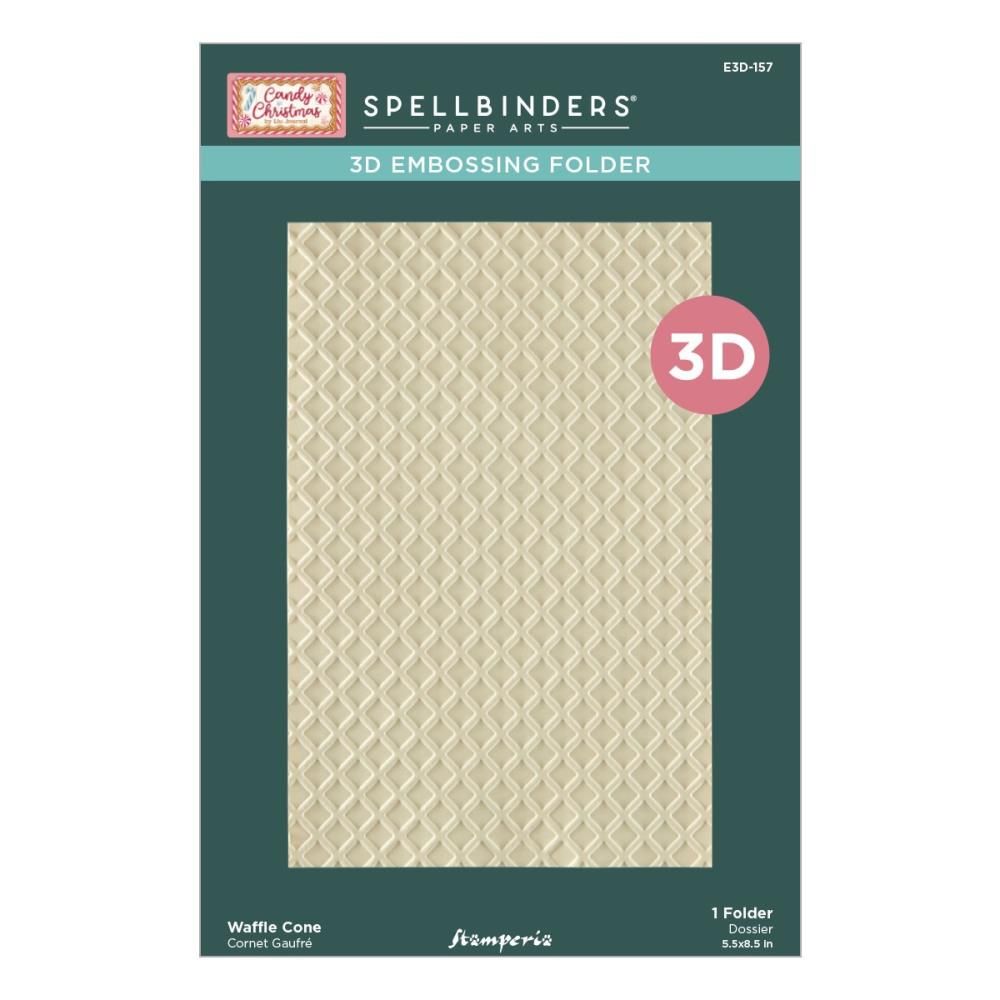 Spellbinders Paper Arts - Candy Christmas Collection by Stamperia  - 3D Embossing Folder - Waffle Cone - E3D-157