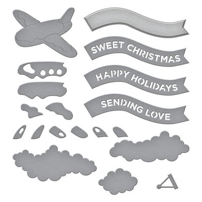 Spellbinders Paper Arts - Candy Christmas Collection by Stamperia - Die Set - Gingerbread Planes &amp; Banners - S4-1489 - 13 Dies
