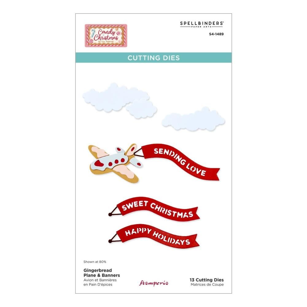 Spellbinders Paper Arts - Candy Christmas Collection by Stamperia - Die Set - Gingerbread Planes &amp; Banners - S4-1489 - 13 Dies