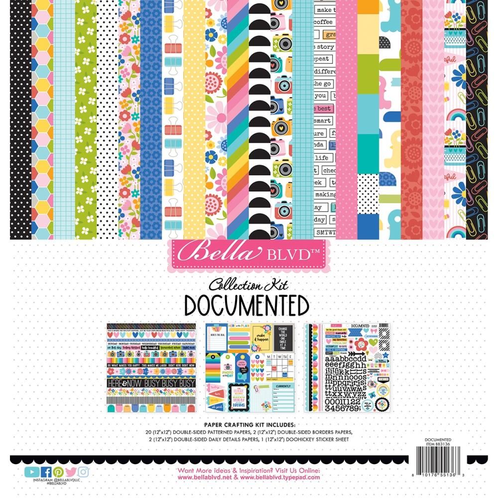 Bella Blvd - Documented Collection - 12&quot; x 12&quot; Paper Pad - BB3136 - 24 sheets includes 12 x 12 sticker sheet