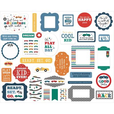 Echo Park Paper Co - Vroom Collection - Ephemera - Die Cuts  - Icons - VR447024 - 34 pcs